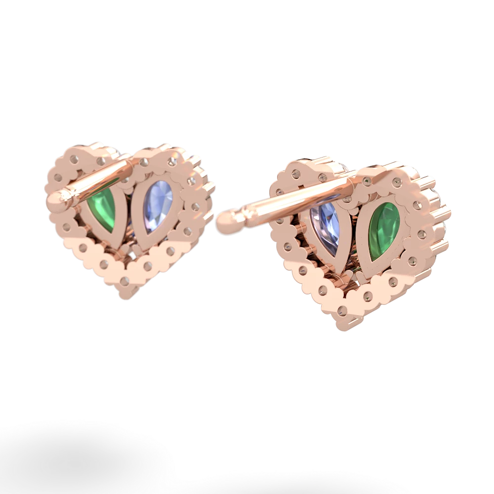 Emerald Halo 14K Rose Gold earrings E7008