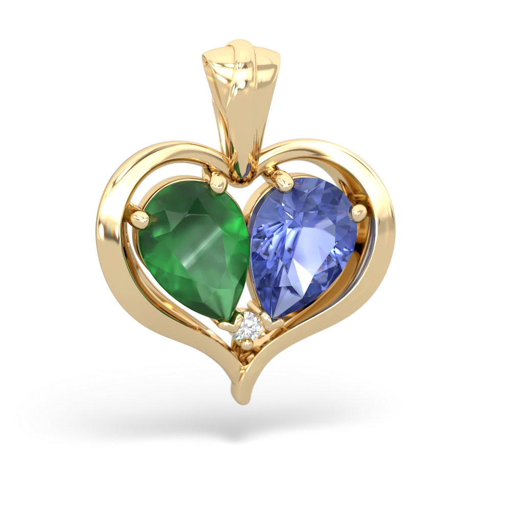 Emerald Two Become One 14K Yellow Gold pendant P5330