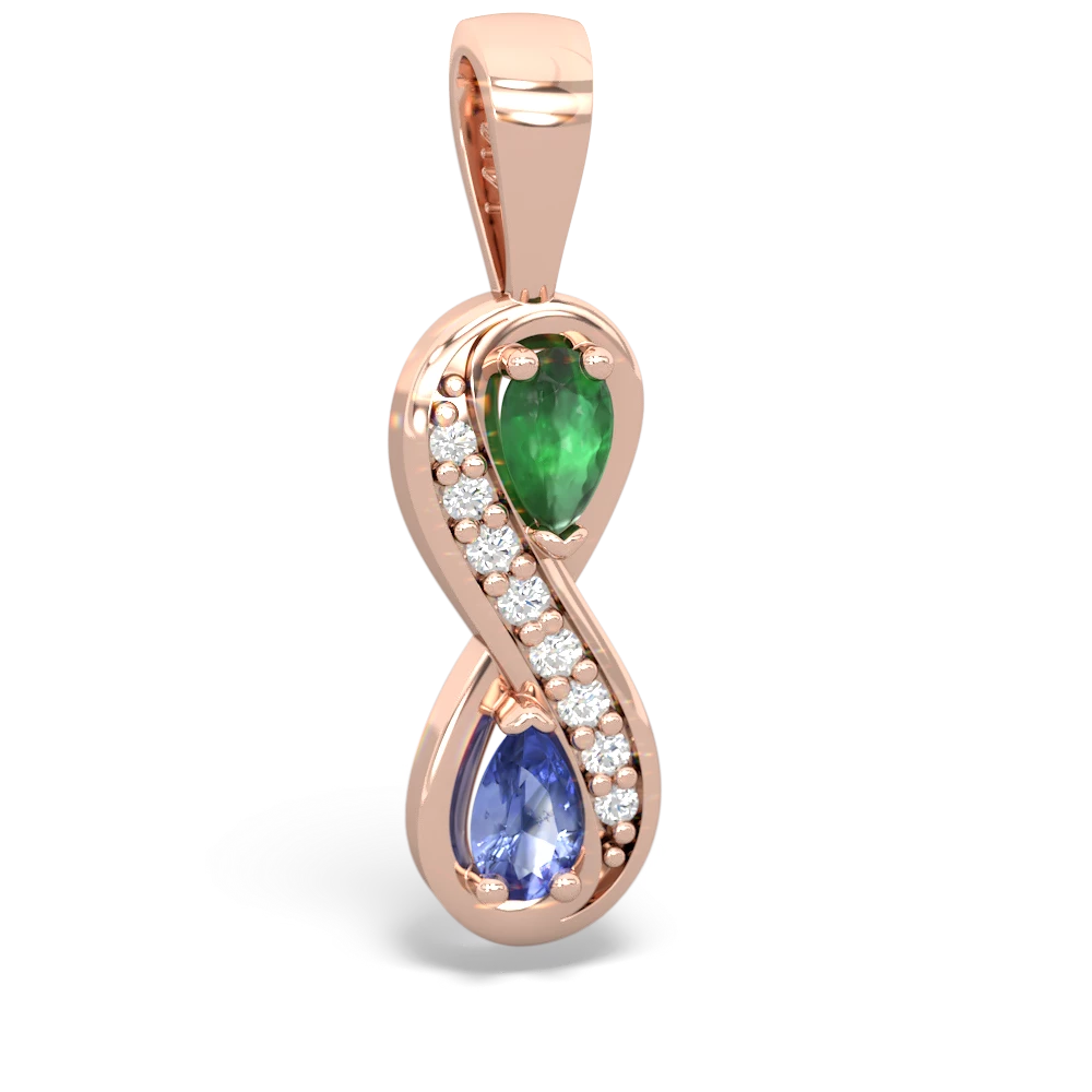 Emerald Diamond Infinity 14K Rose Gold pendant P5390