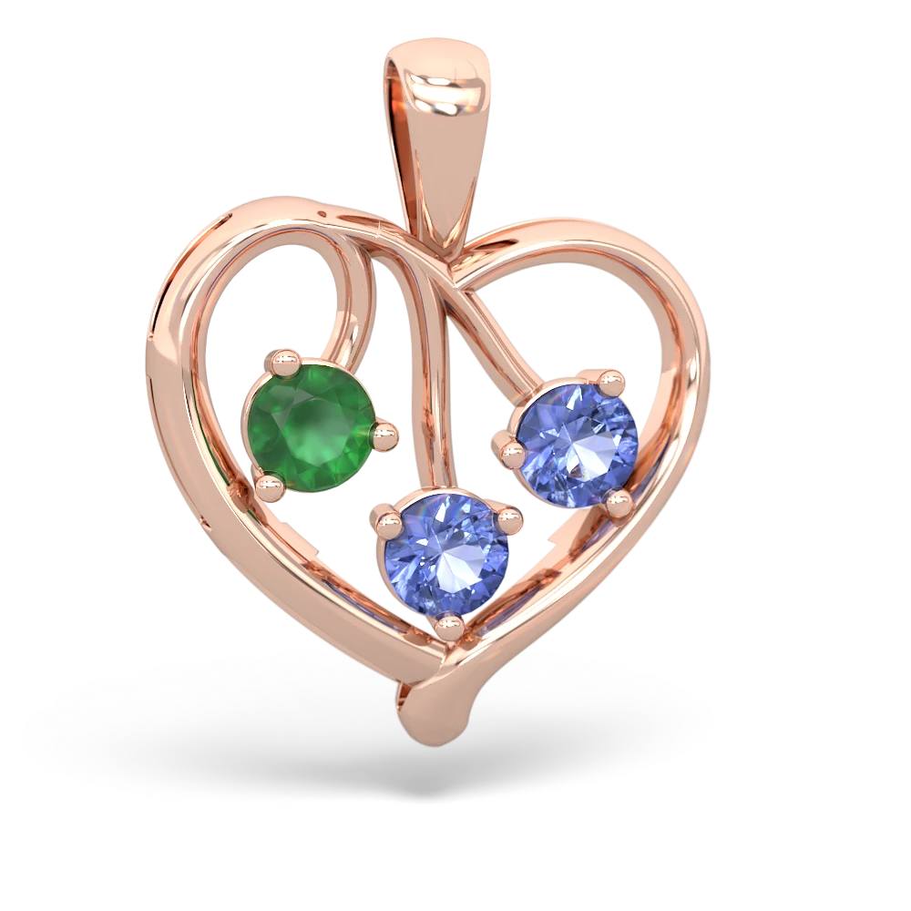 Emerald Glowing Heart 14K Rose Gold pendant P2233