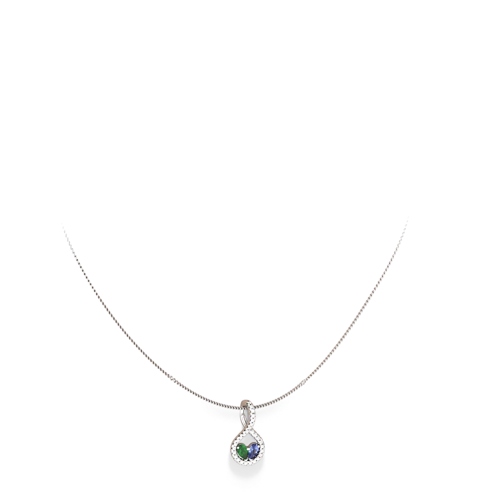 Emerald Pave Twist 'One Heart' 14K White Gold pendant P5360