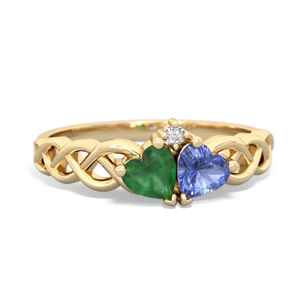 Emerald Heart To Heart Braid 14K Yellow Gold ring R5870