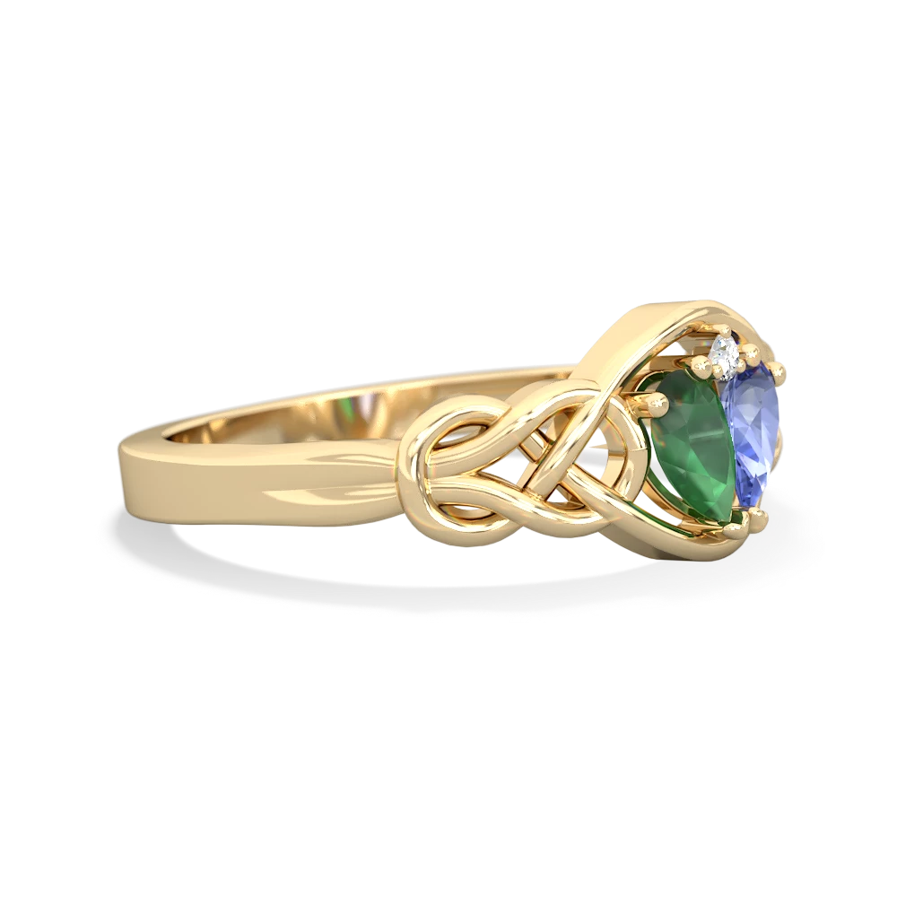 Emerald Celtic Love Knot 14K Yellow Gold ring R5420