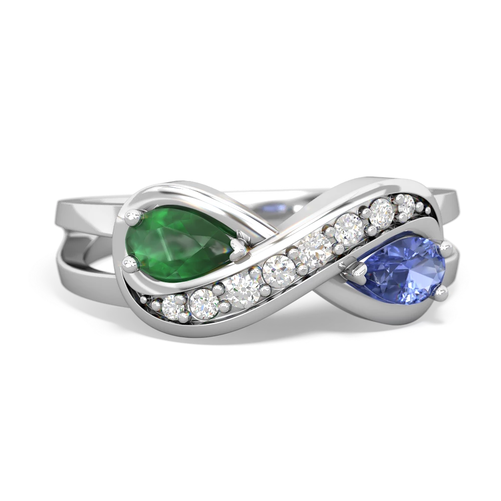 Emerald Diamond Infinity 14K White Gold ring R5390