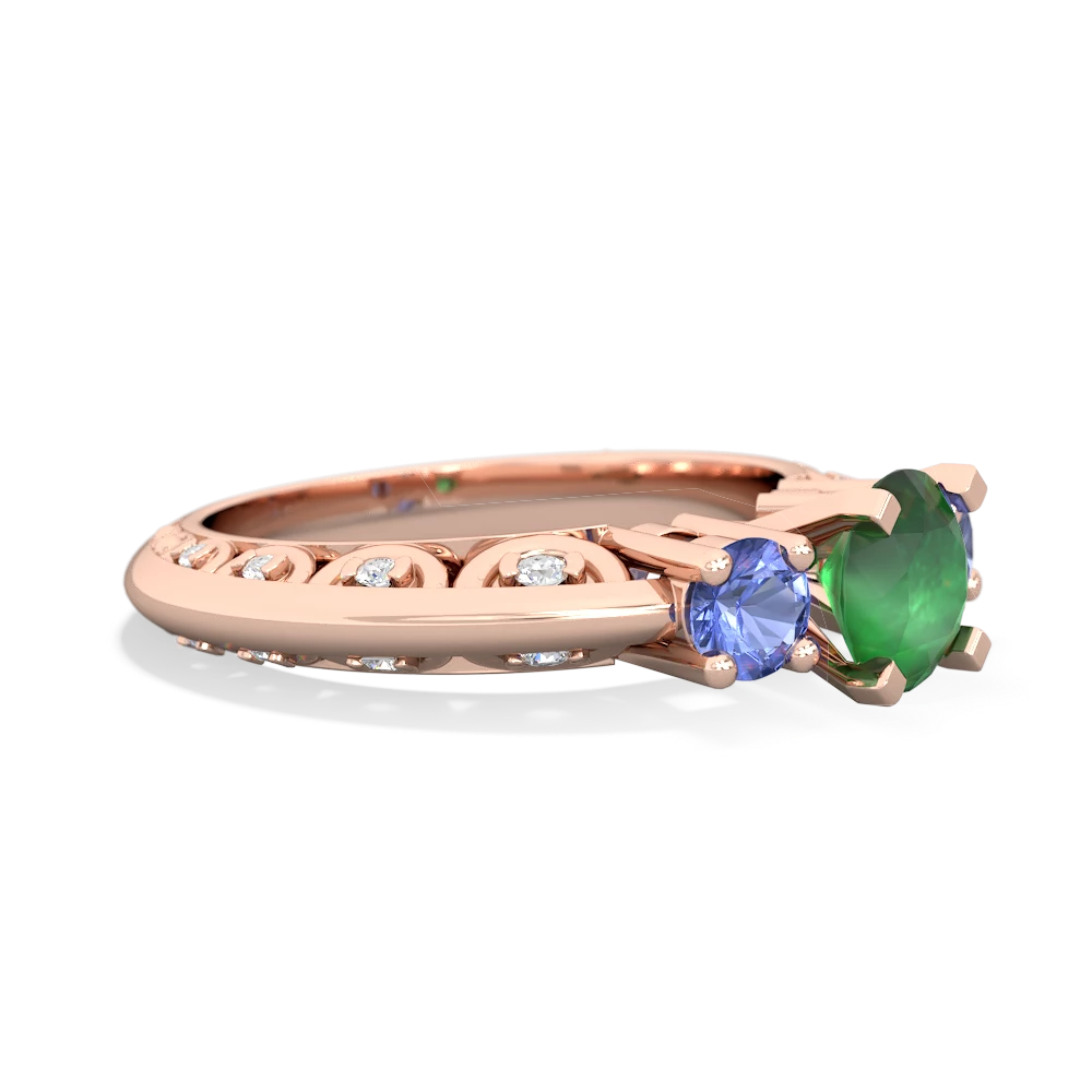 Emerald Art Deco Eternal Embrace Engagement 14K Rose Gold ring C2003