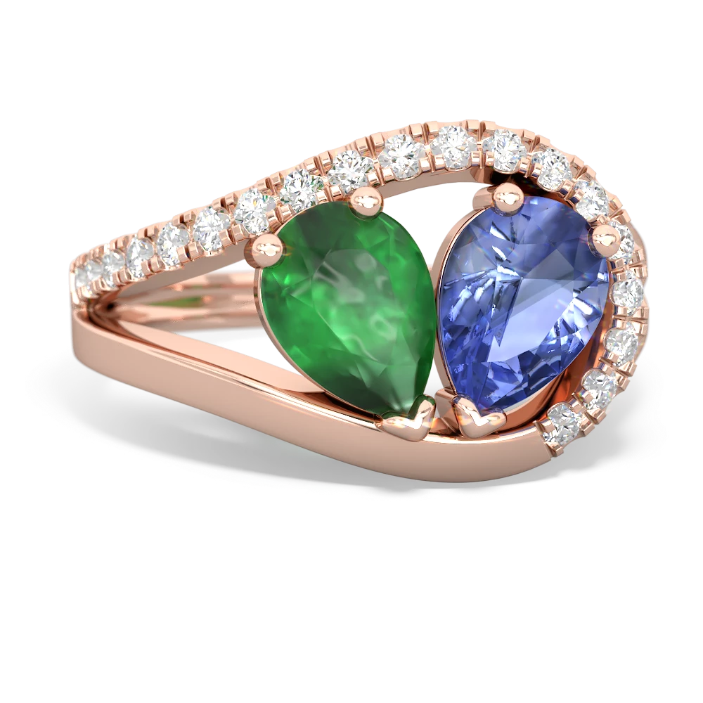 Emerald Nestled Heart Keepsake 14K Rose Gold ring R5650