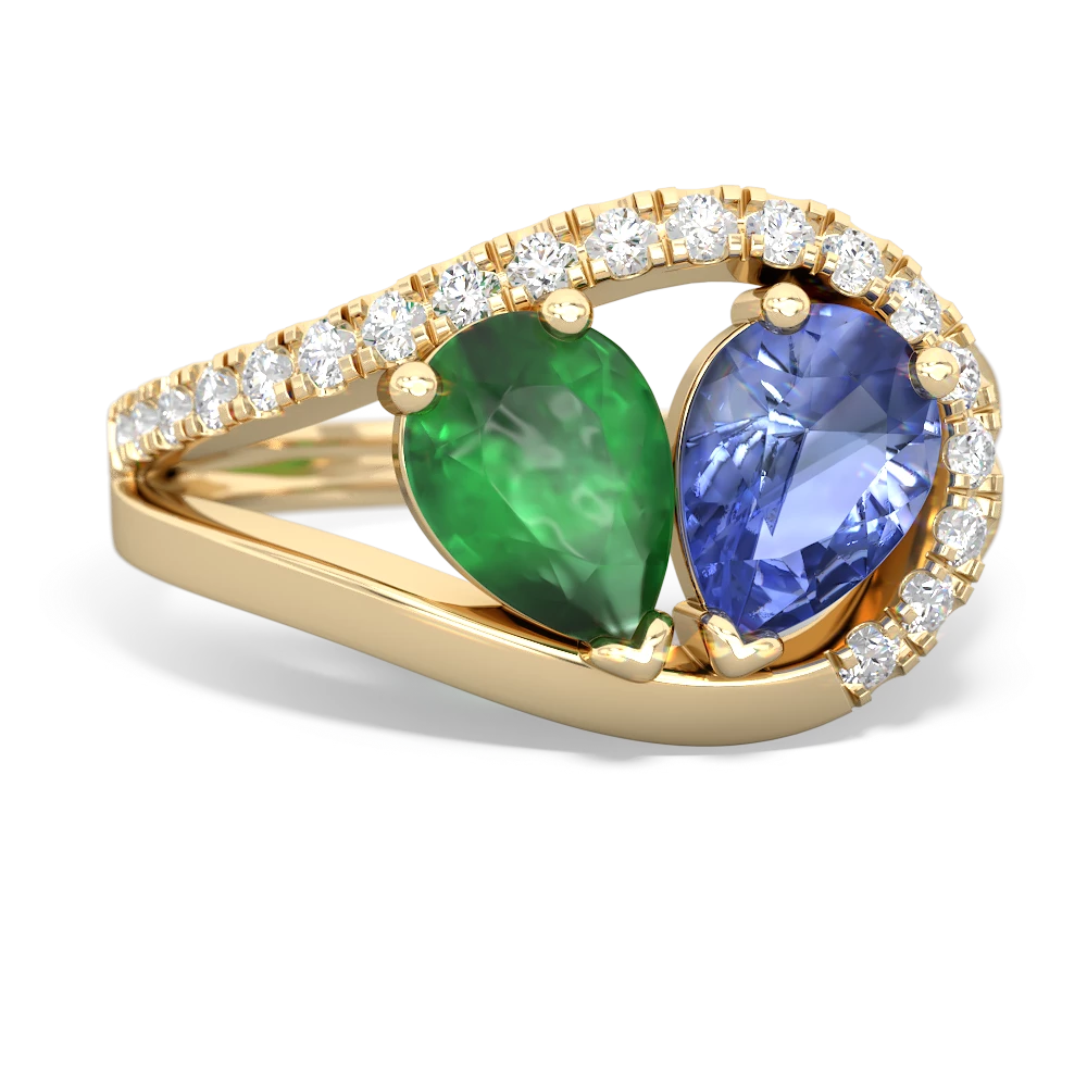 Emerald Nestled Heart Keepsake 14K Yellow Gold ring R5650