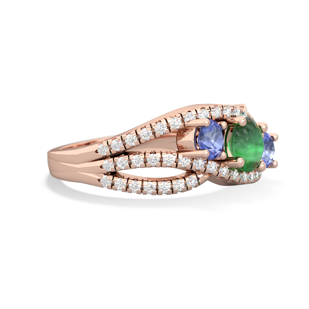 Emerald Three Stone Aurora 14K Rose Gold ring R3080