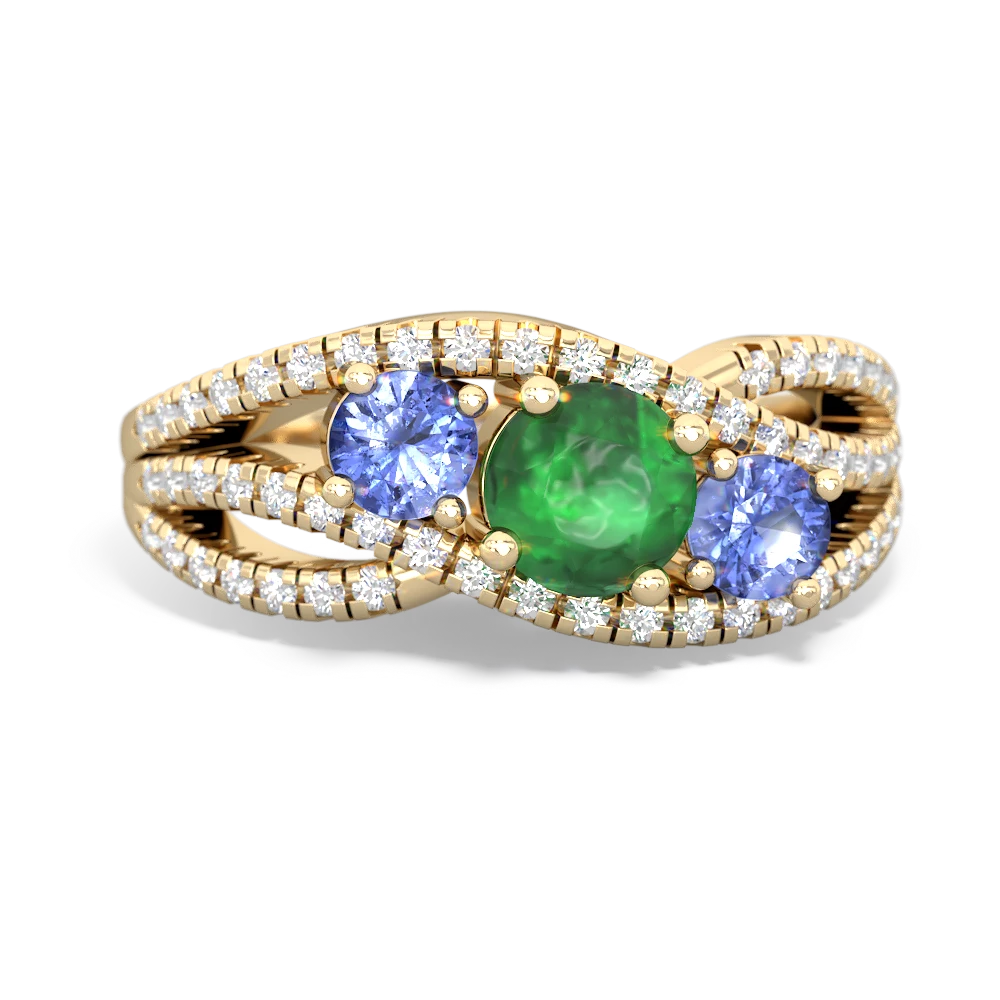 Emerald Three Stone Aurora 14K Yellow Gold ring R3080