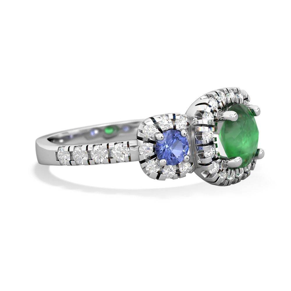 Emerald Regal Halo 14K White Gold ring R5350