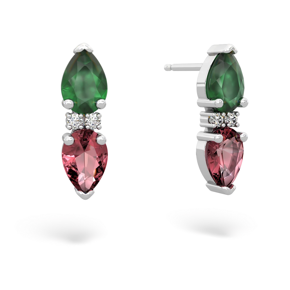 Emerald Bowtie Drop 14K White Gold earrings E0865