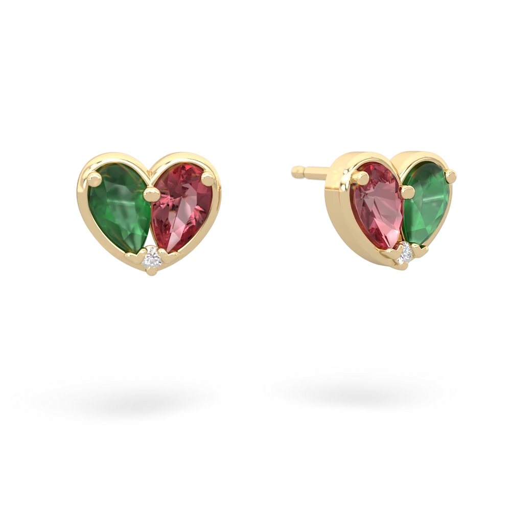 Emerald 'Our Heart' 14K Yellow Gold earrings E5072