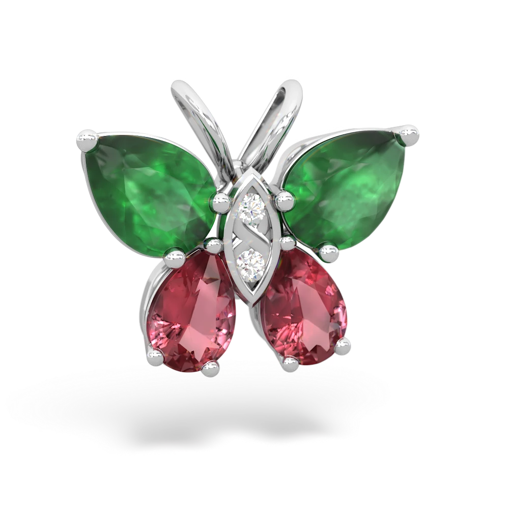 Emerald Butterfly 14K White Gold pendant P2215