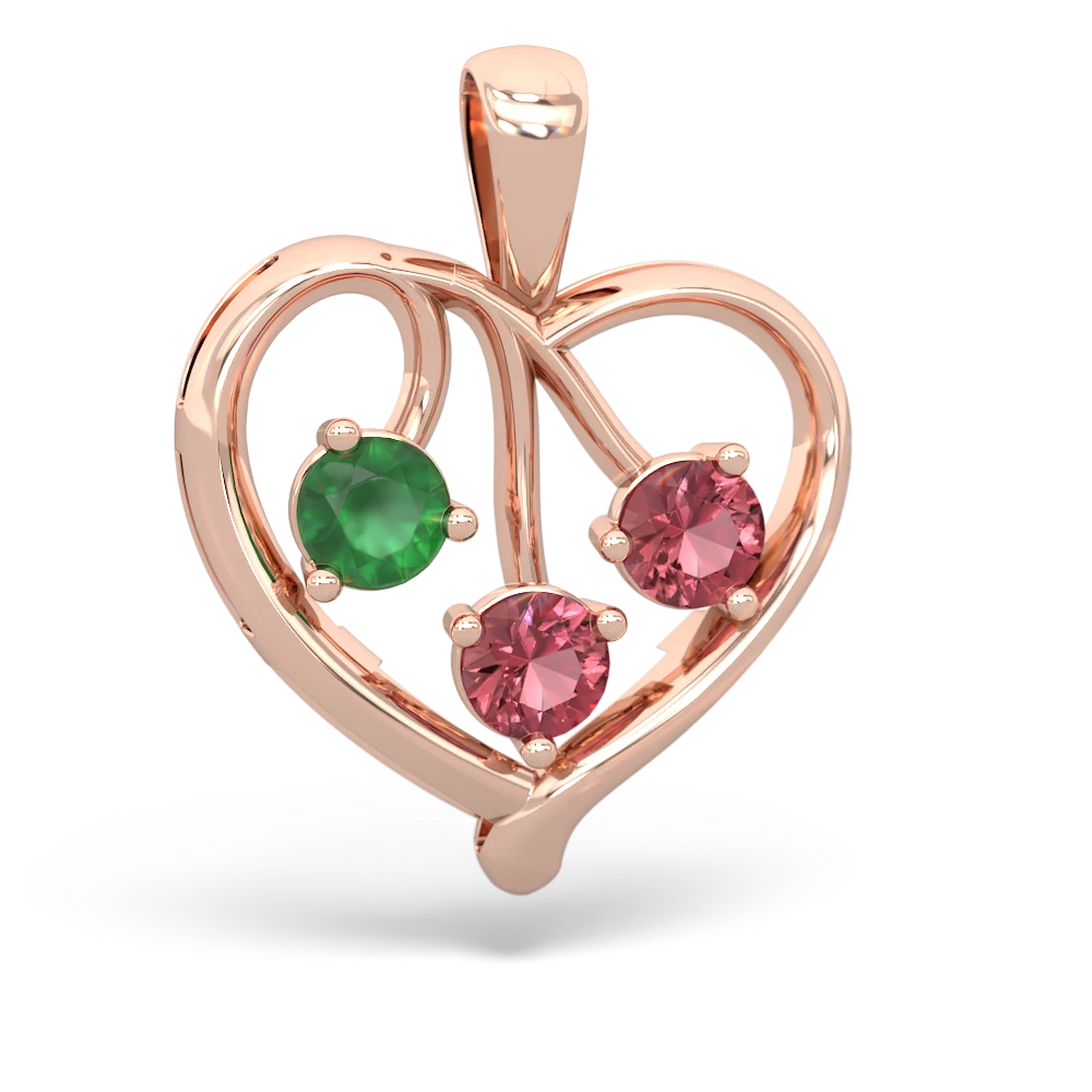 Emerald Glowing Heart 14K Rose Gold pendant P2233