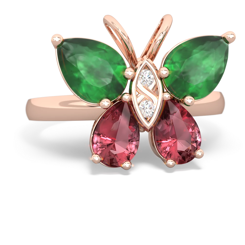 Emerald Butterfly 14K Rose Gold ring R2215