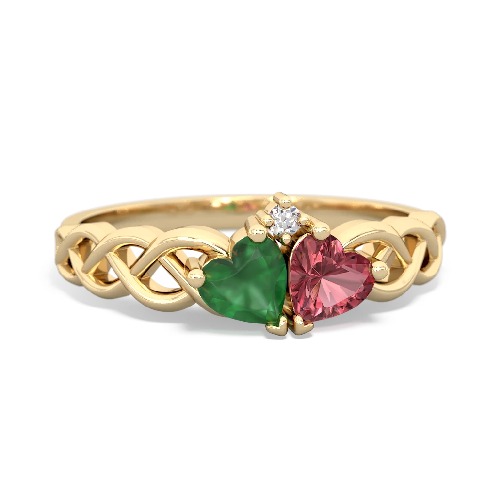 Emerald Heart To Heart Braid 14K Yellow Gold ring R5870