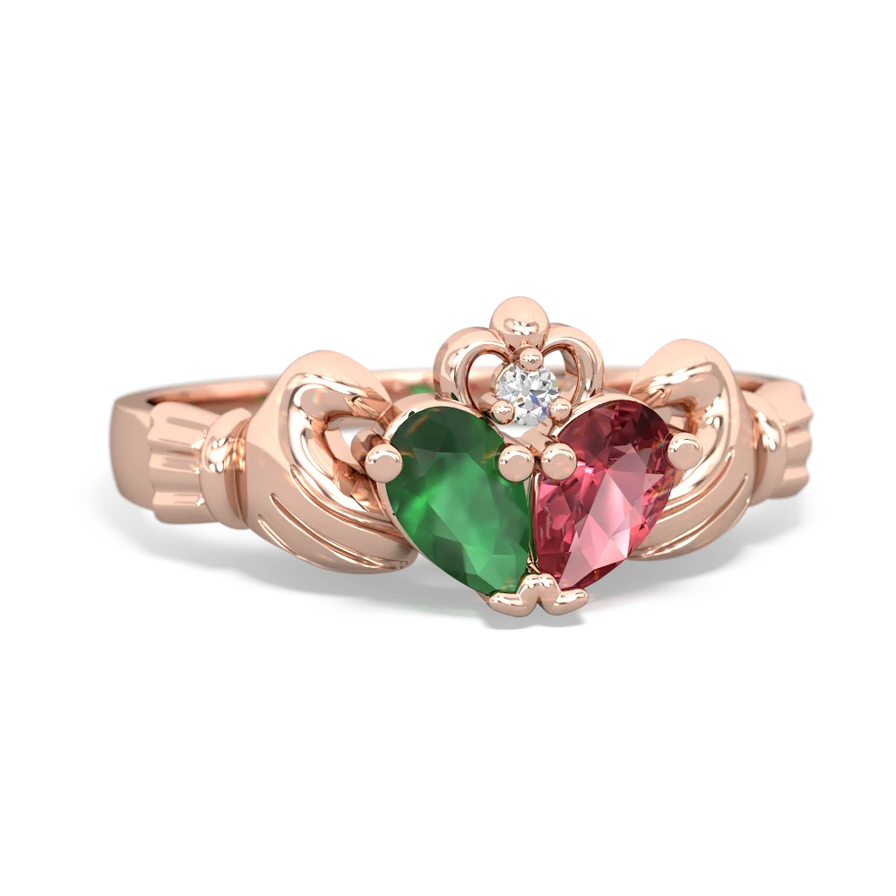 Emerald 'Our Heart' Claddagh 14K Rose Gold ring R2388