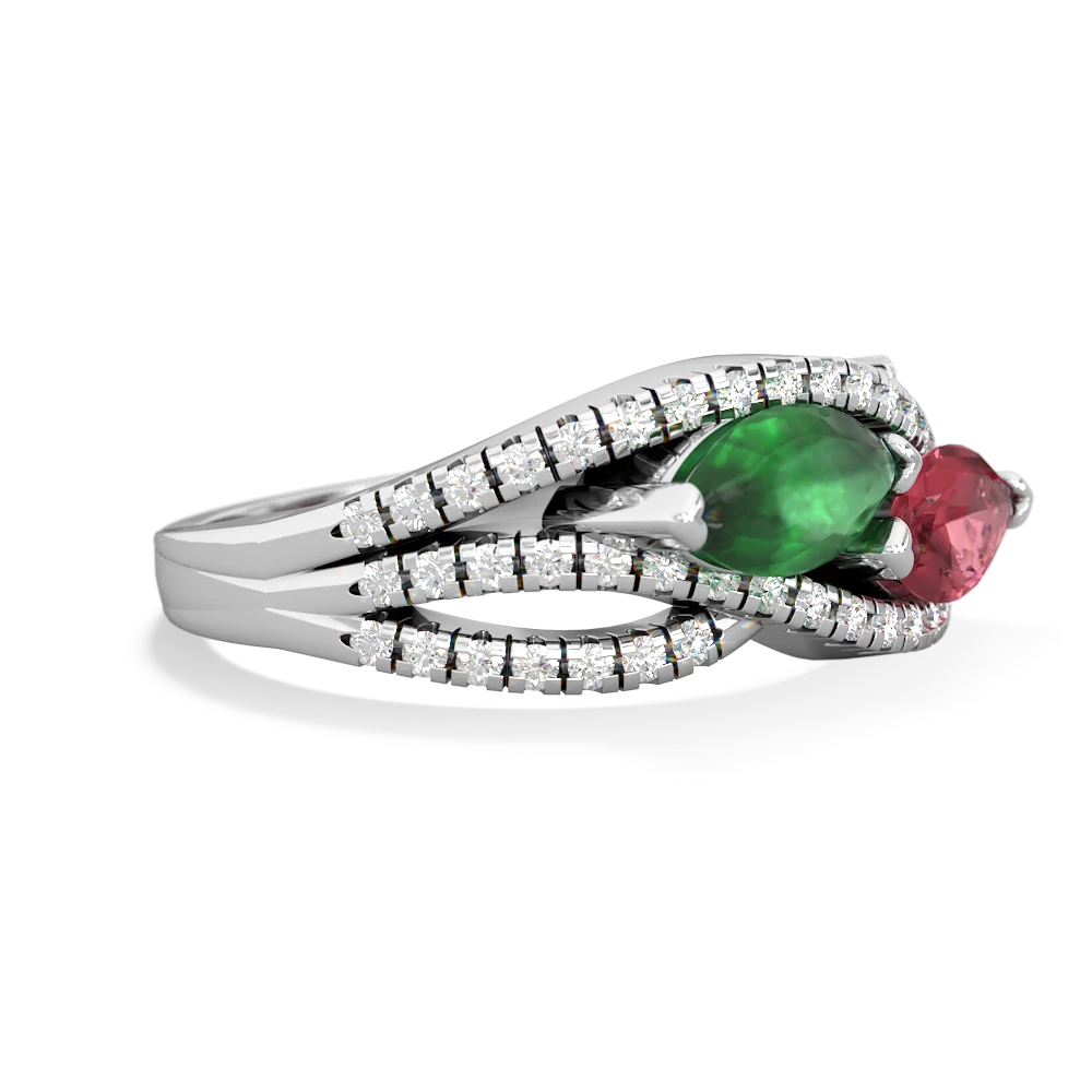 Emerald Diamond Rivers 14K White Gold ring R3070