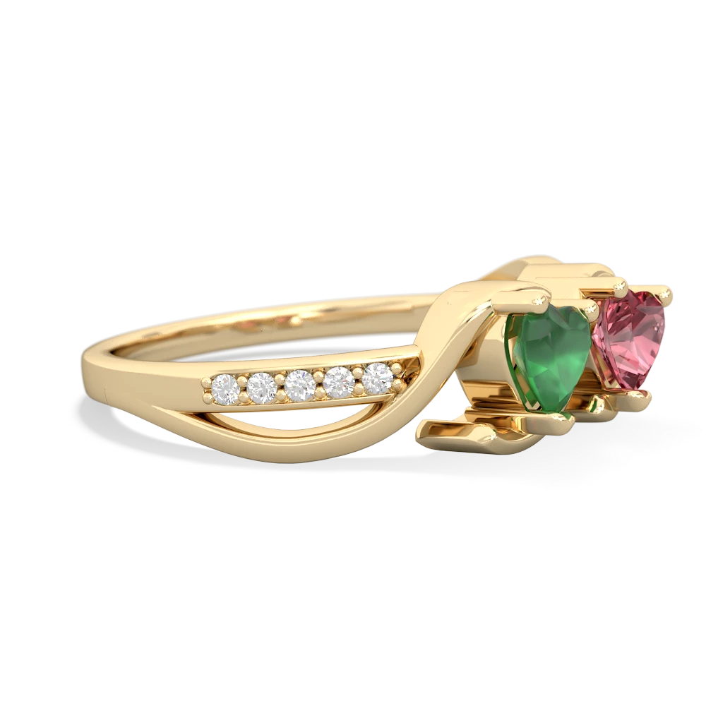 Emerald Side By Side 14K Yellow Gold ring R3090