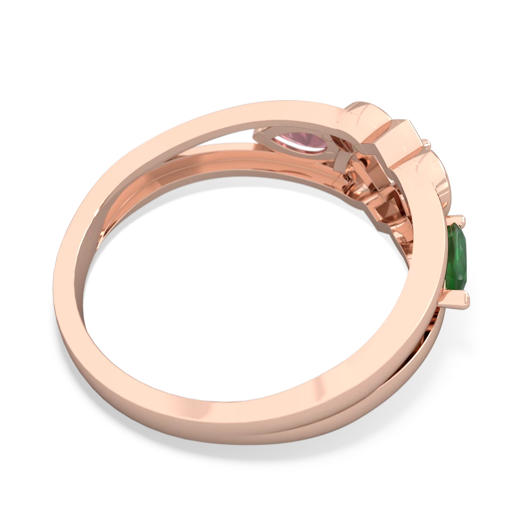 Emerald Hearts Intertwined 14K Rose Gold ring R5880