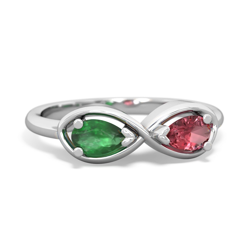 Emerald Infinity 14K White Gold ring R5050