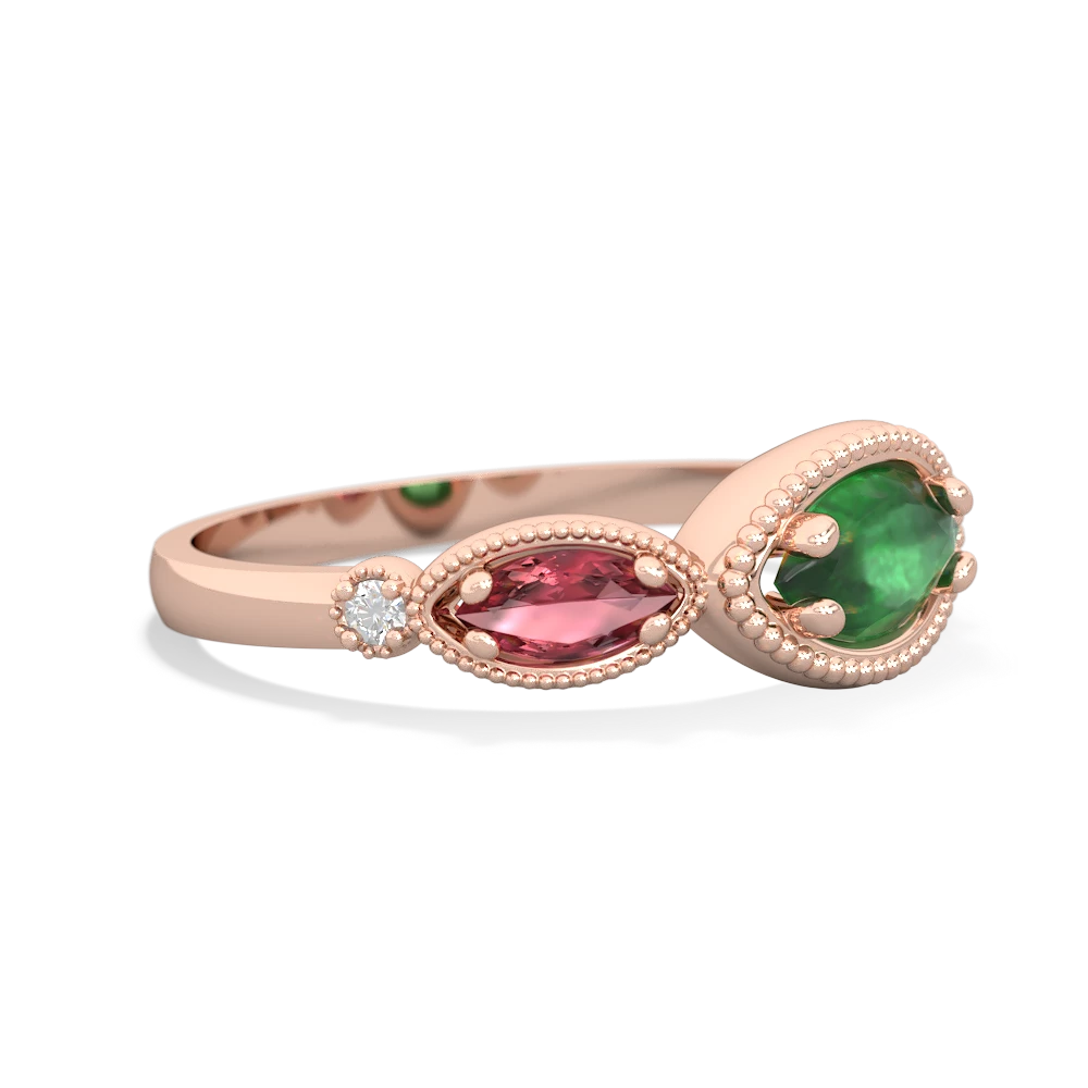 Emerald Milgrain Marquise 14K Rose Gold ring R5700