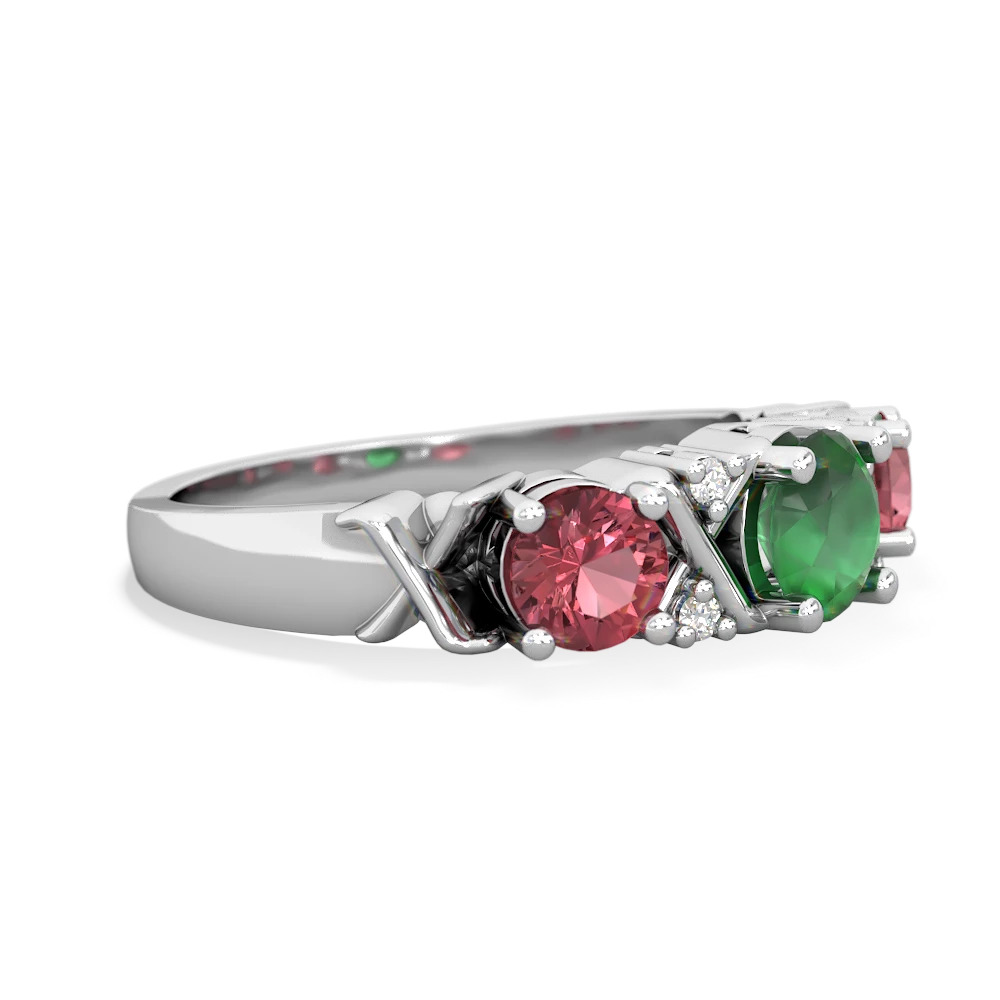 Emerald Hugs And Kisses 14K White Gold ring R5016