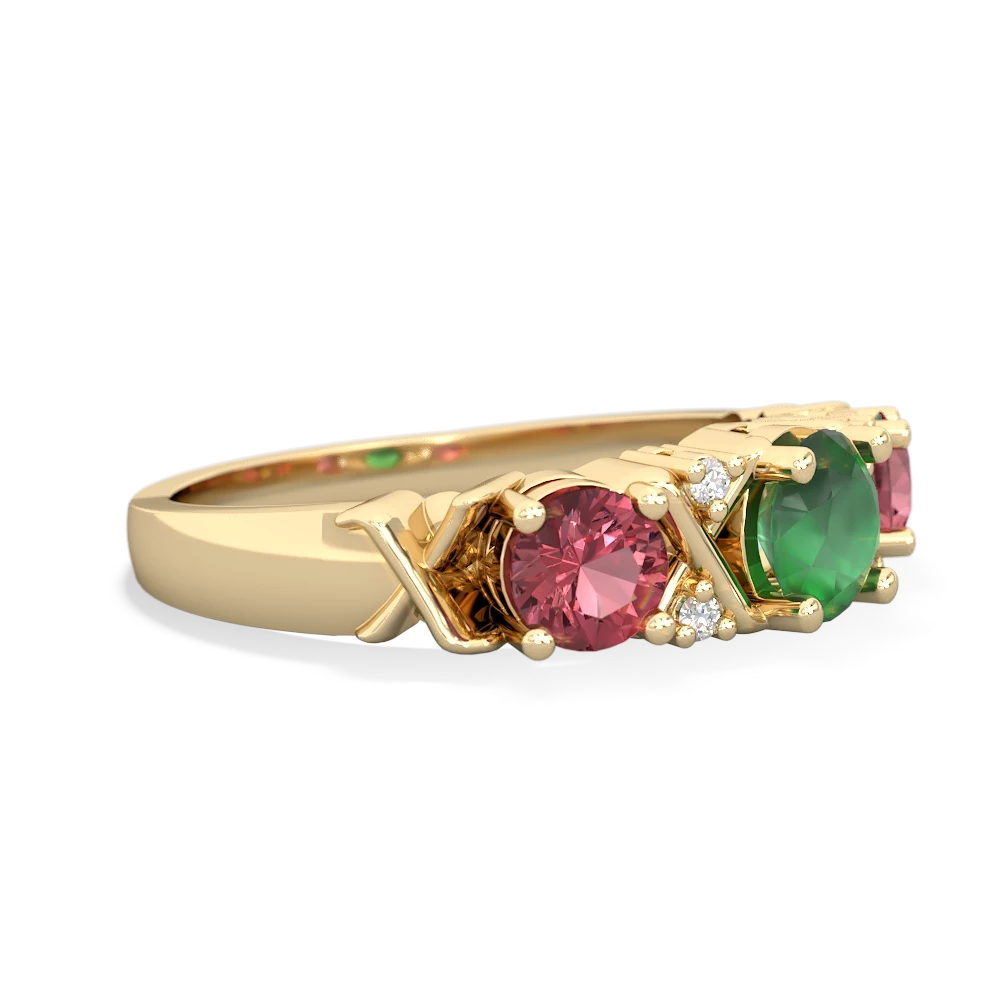 Emerald Hugs And Kisses 14K Yellow Gold ring R5016