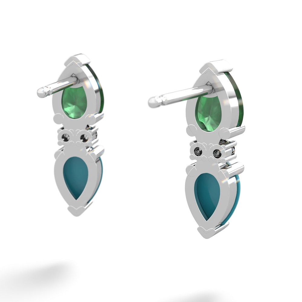 Emerald Bowtie Drop 14K White Gold earrings E0865