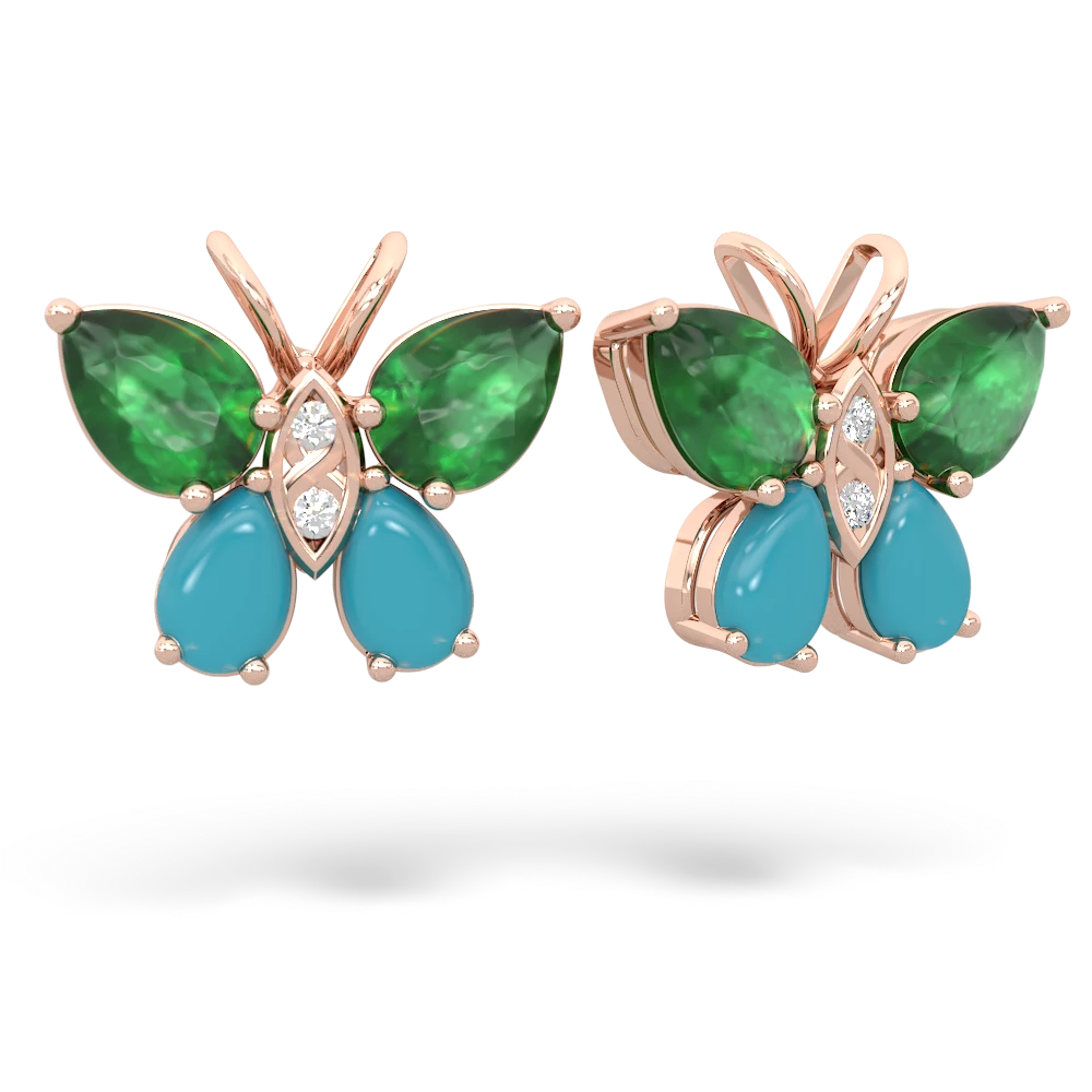 Emerald Butterfly 14K Rose Gold earrings E2215