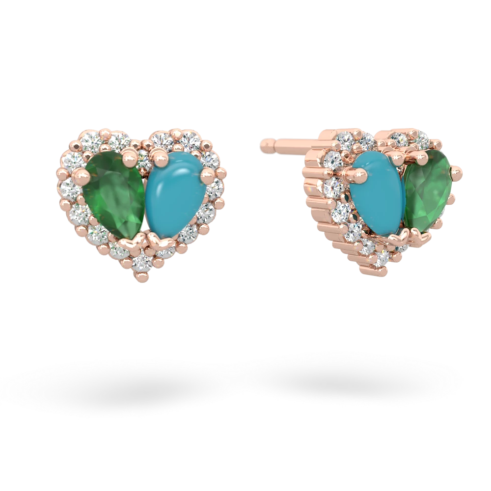 Emerald Halo 14K Rose Gold earrings E7008