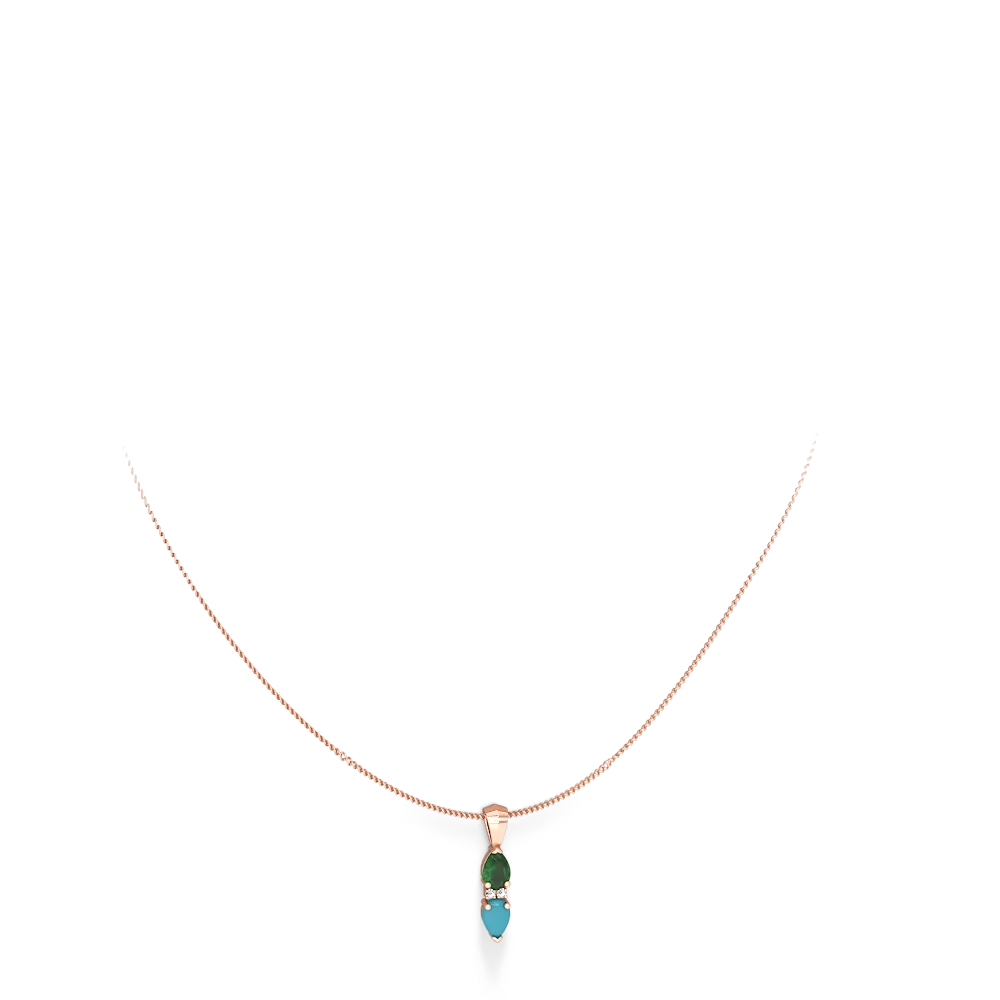 Emerald Bowtie Drop 14K Rose Gold pendant P0865