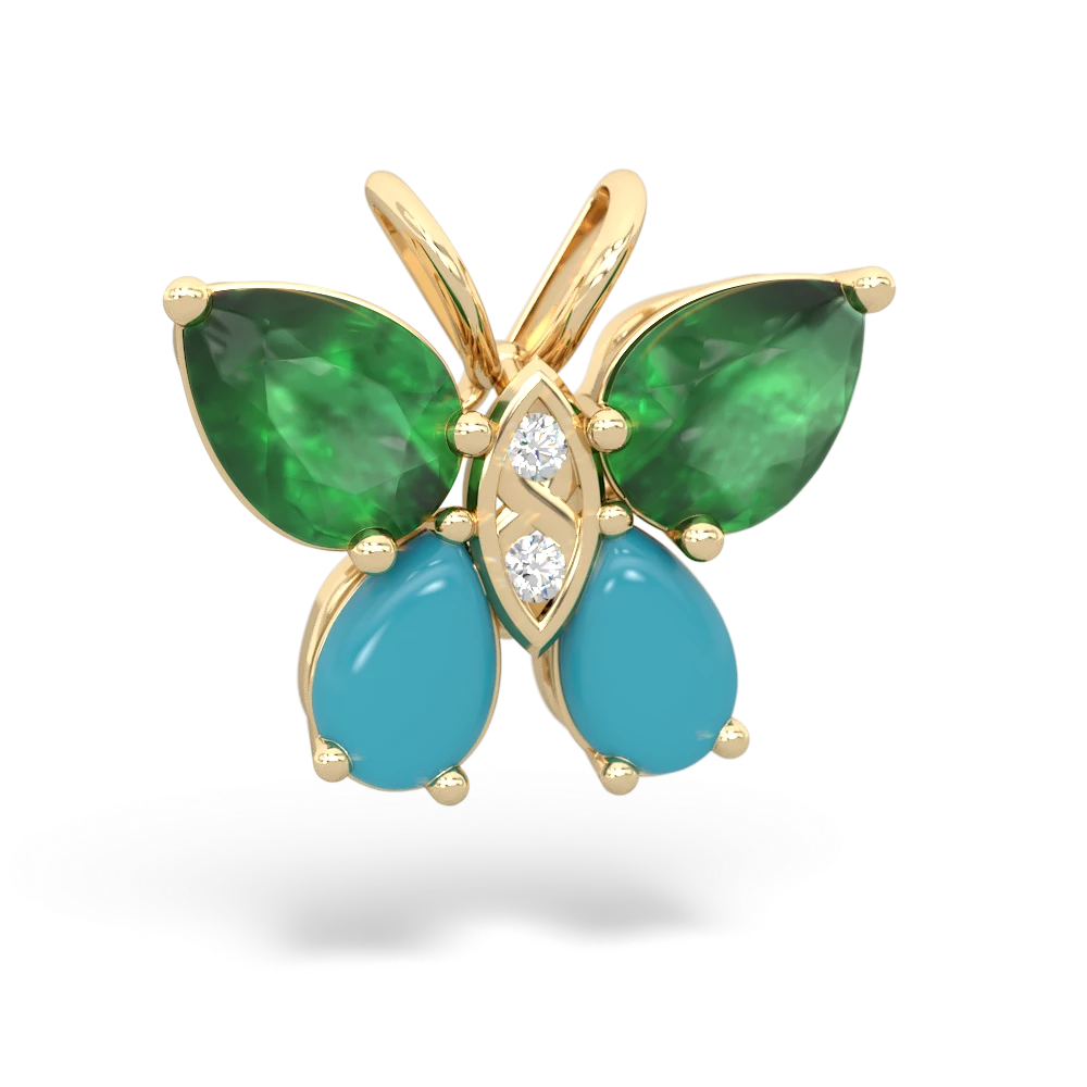 Emerald Butterfly 14K Yellow Gold pendant P2215