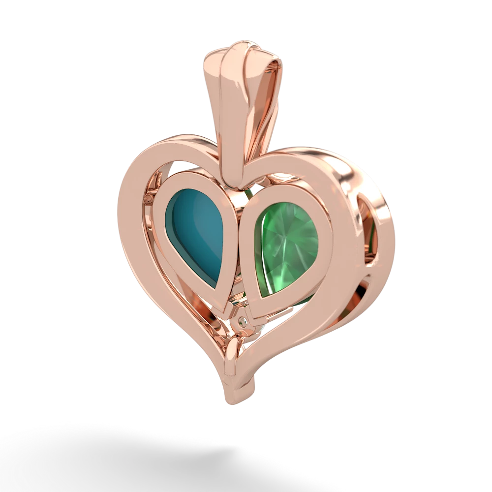 Emerald Two Become One 14K Rose Gold pendant P5330