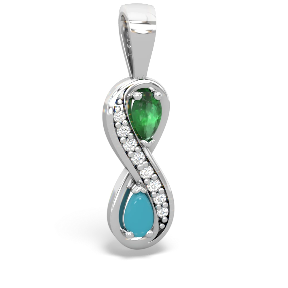 Emerald Diamond Infinity 14K White Gold pendant P5390