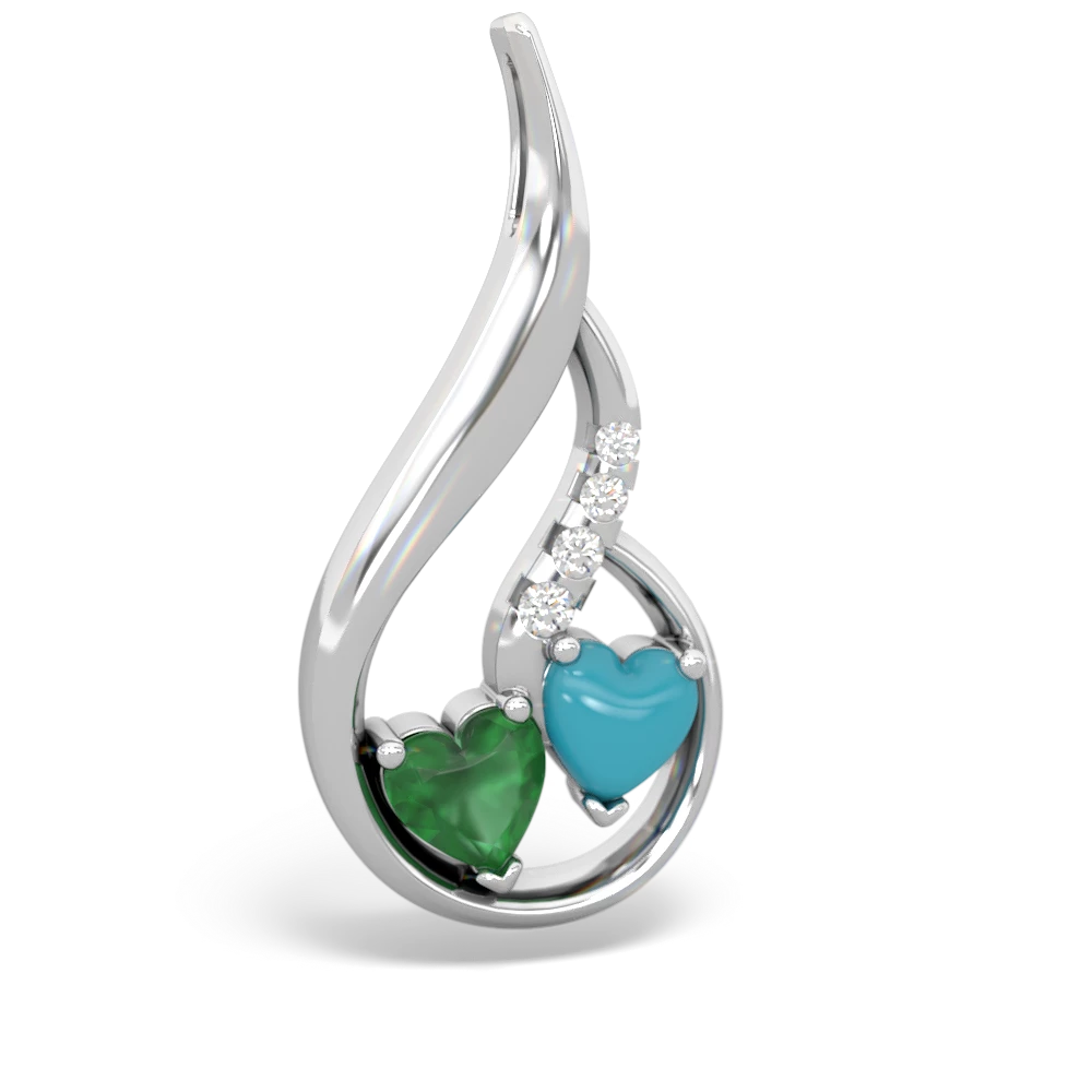 Emerald Keepsake Curves 14K White Gold pendant P5450