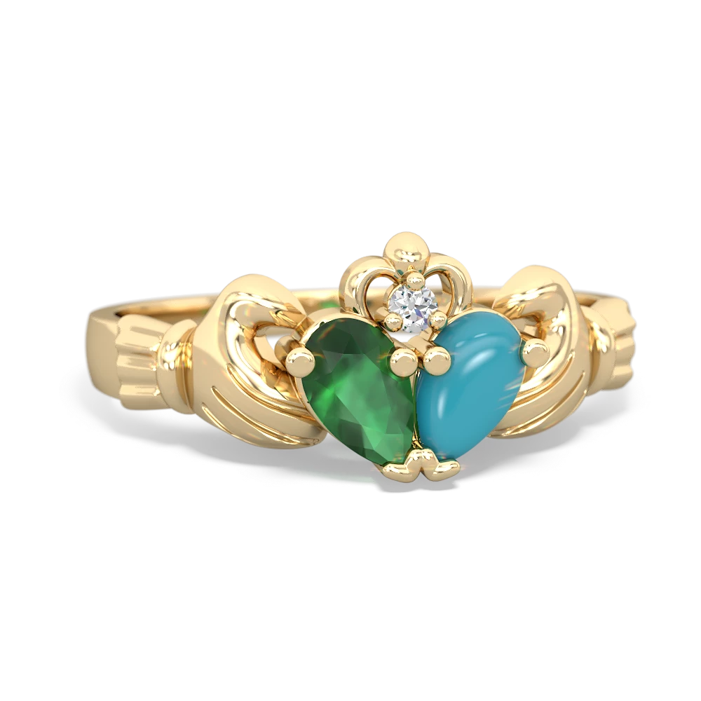 Emerald 'Our Heart' Claddagh 14K Yellow Gold ring R2388