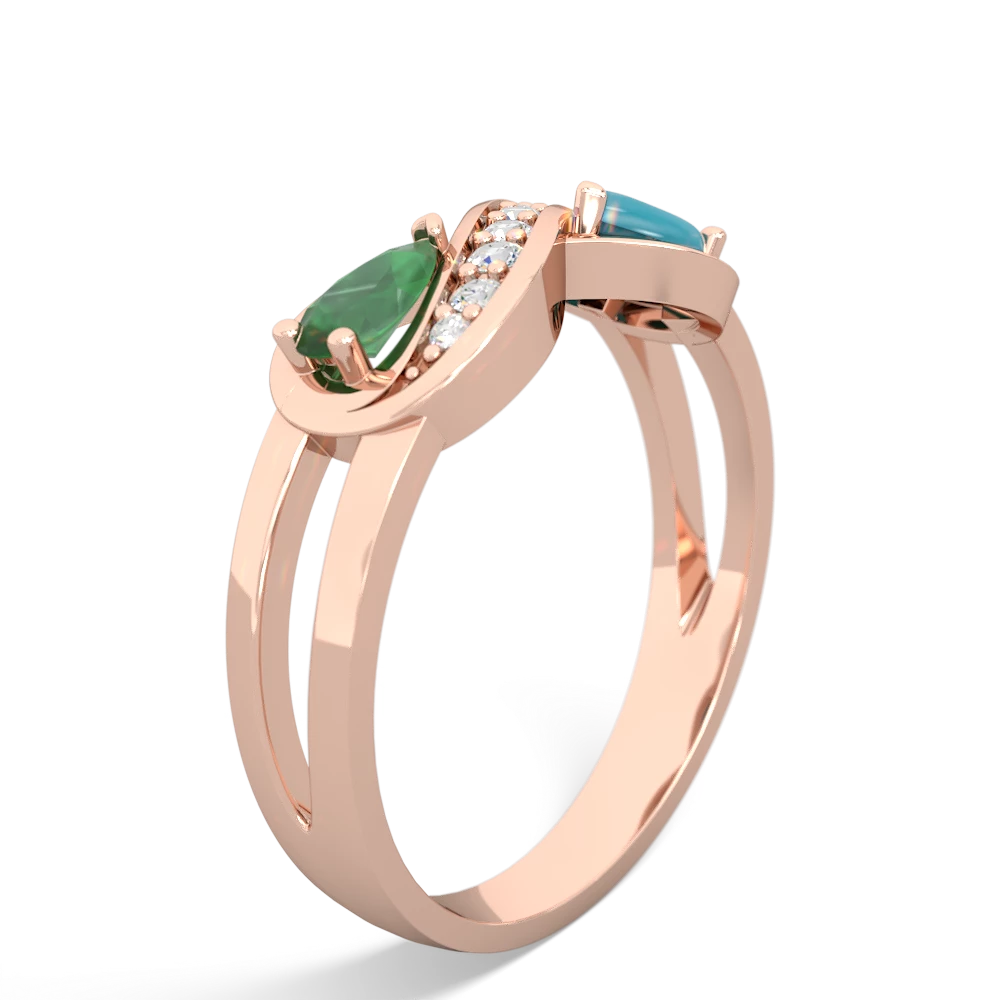 Emerald Diamond Infinity 14K Rose Gold ring R5390