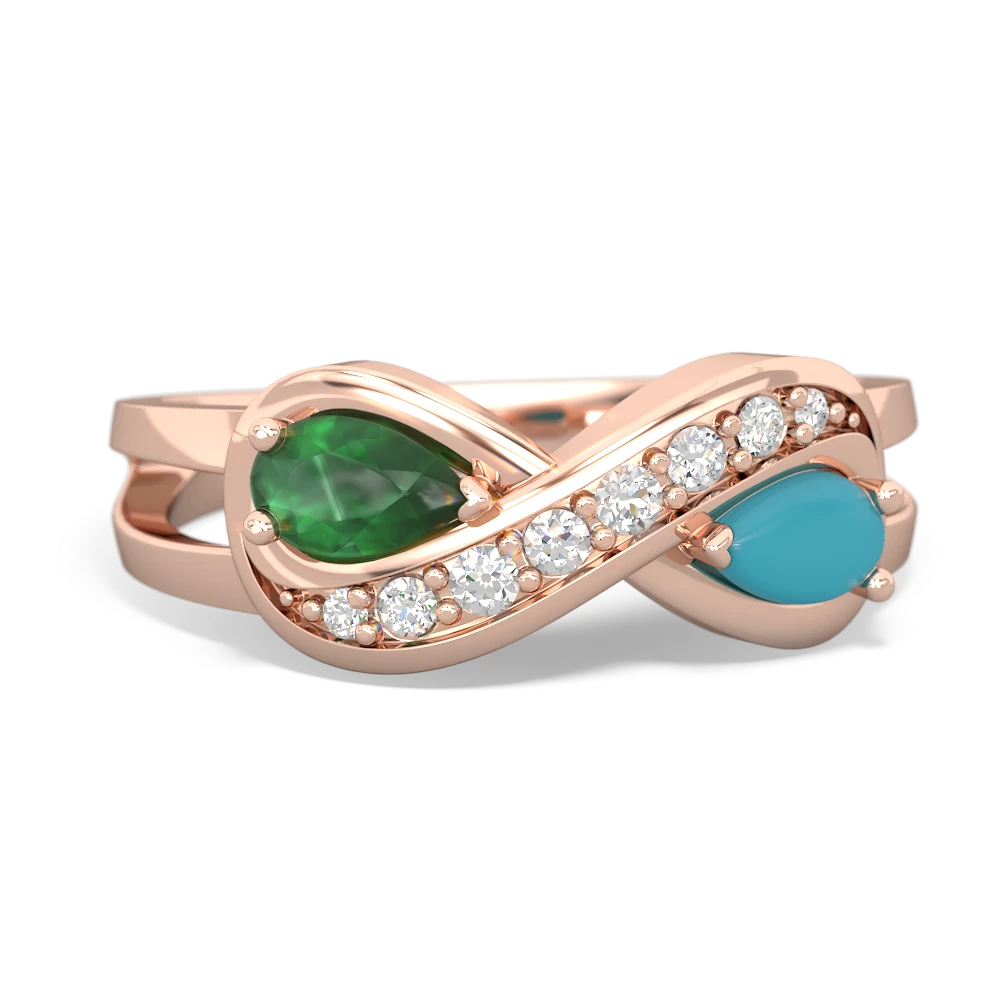 Emerald Diamond Infinity 14K Rose Gold ring R5390