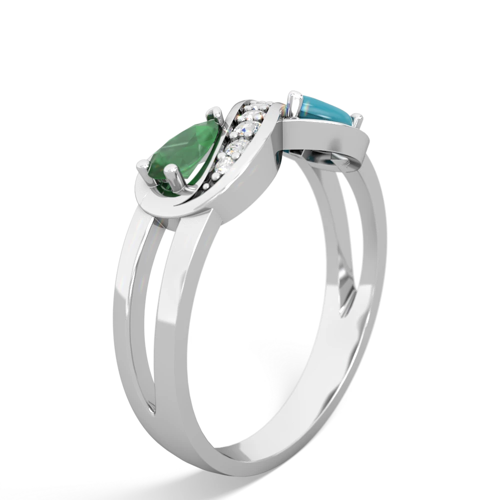 Emerald Diamond Infinity 14K White Gold ring R5390