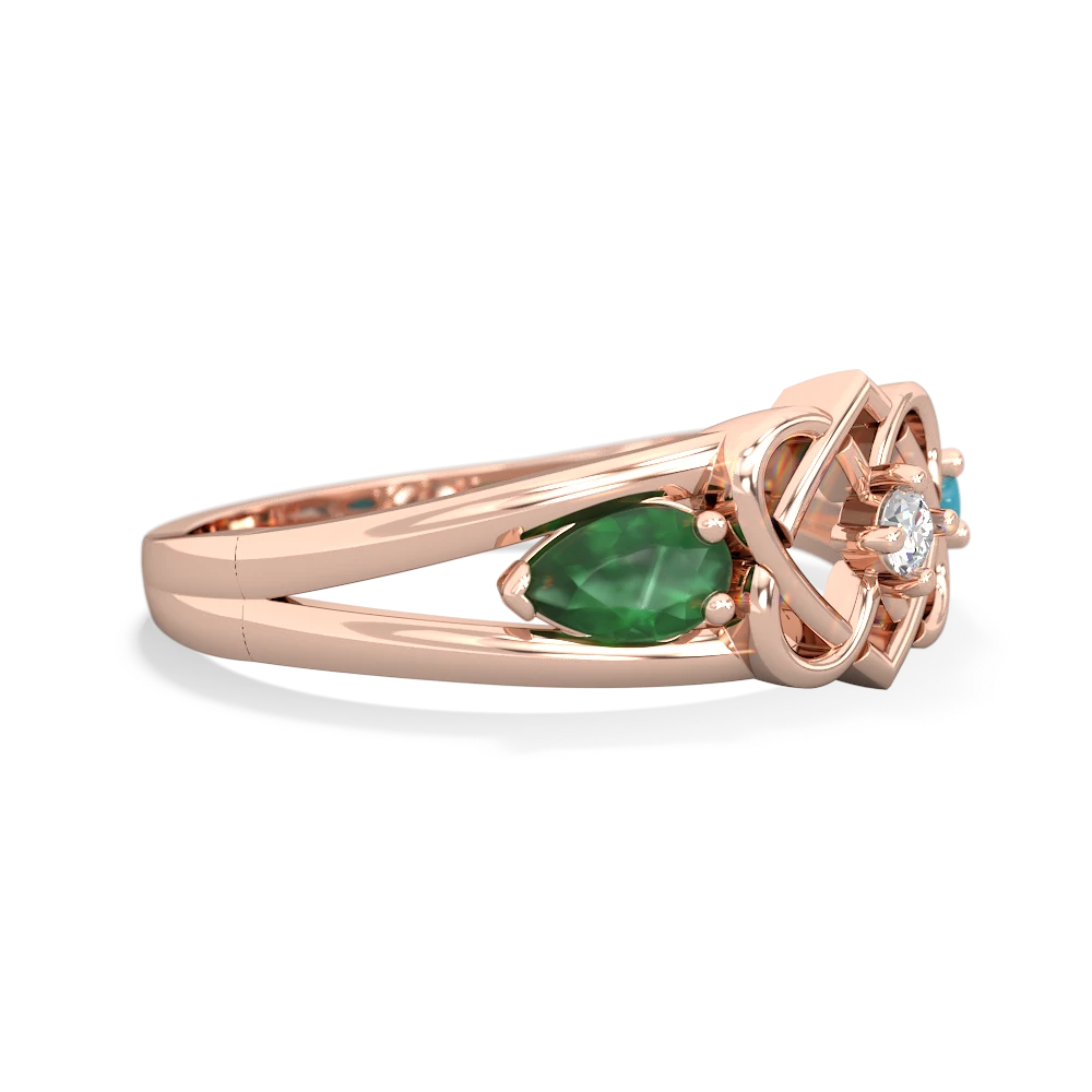 Emerald Hearts Intertwined 14K Rose Gold ring R5880