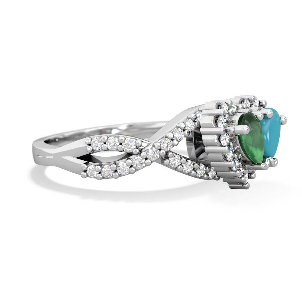 Emerald Diamond Twist 'One Heart' 14K White Gold ring R2640HRT