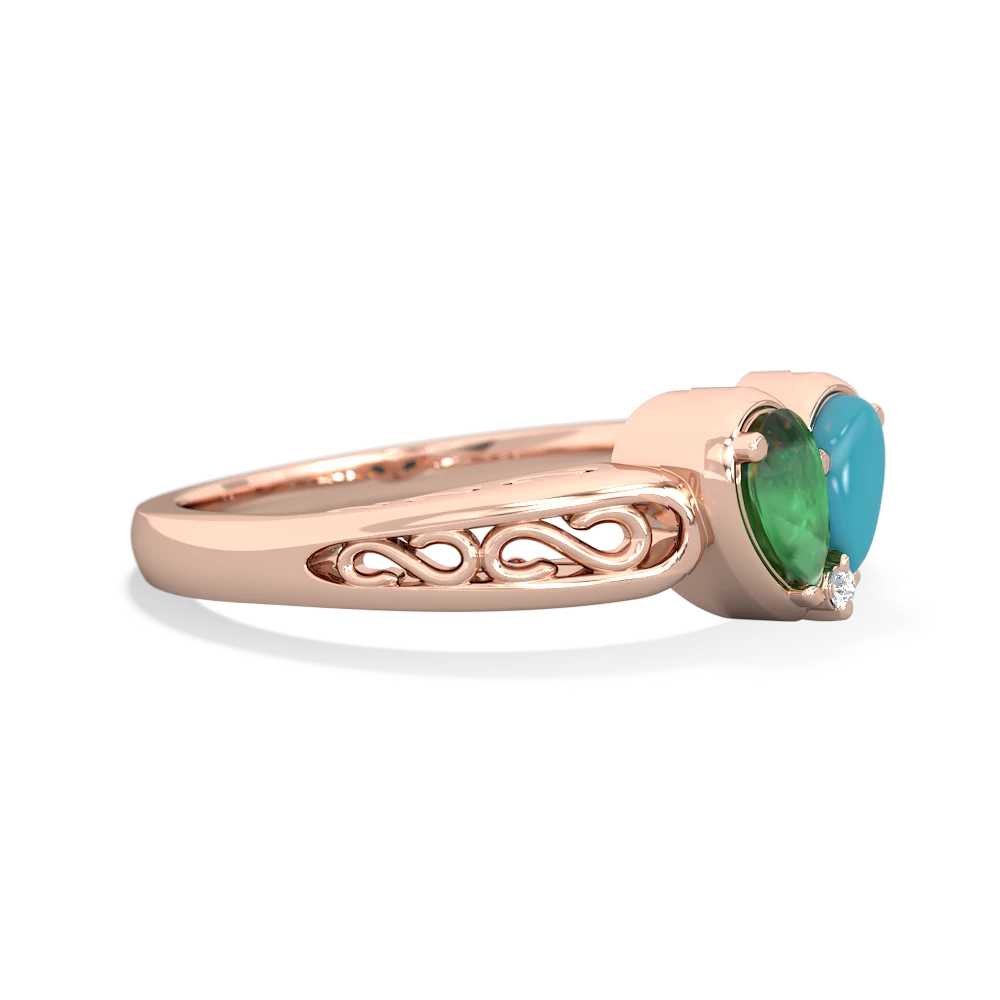 Emerald Filligree 'One Heart' 14K Rose Gold ring R5070