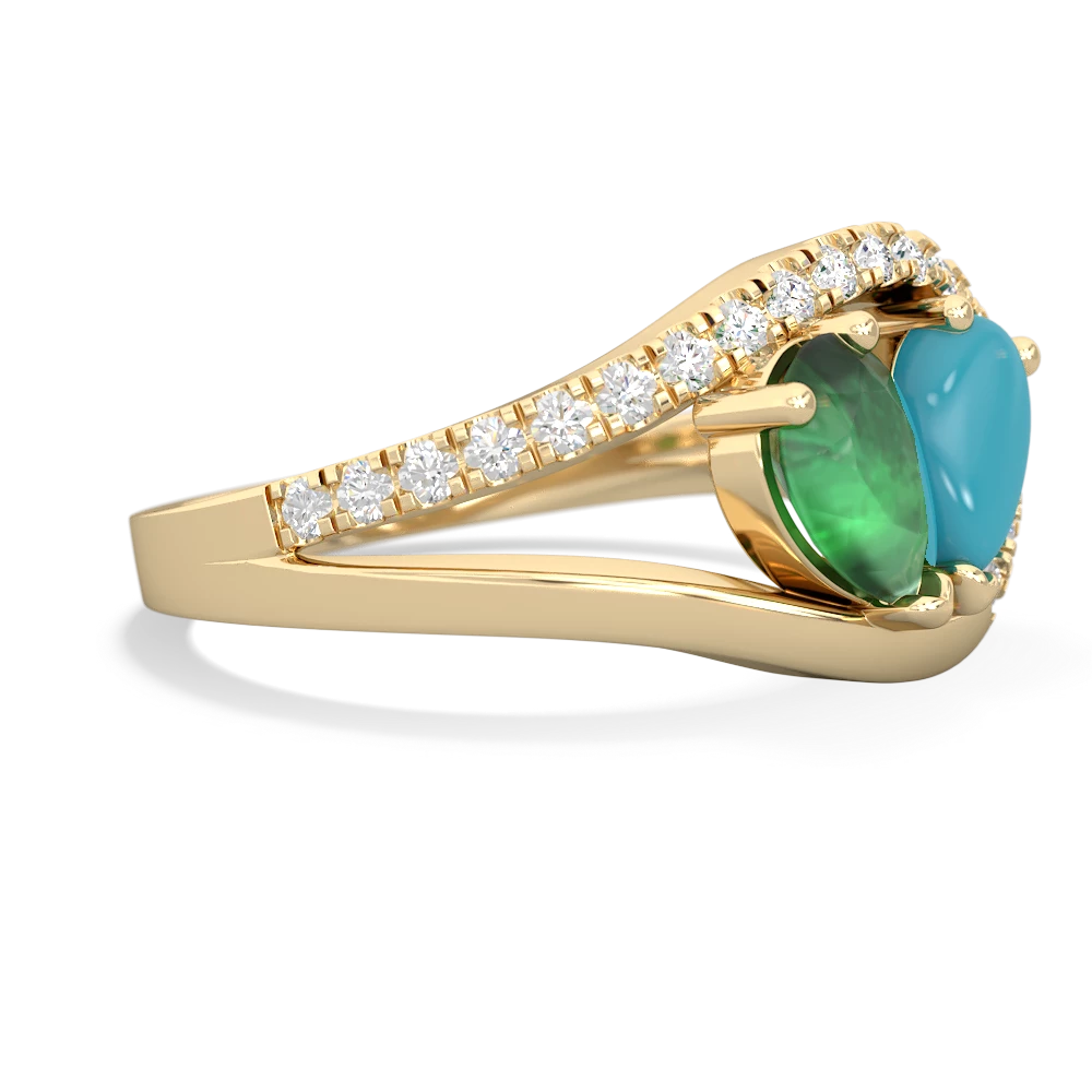 Emerald Nestled Heart Keepsake 14K Yellow Gold ring R5650