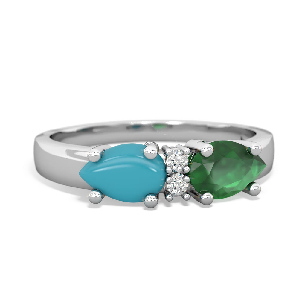 Emerald Pear Bowtie 14K White Gold ring R0865