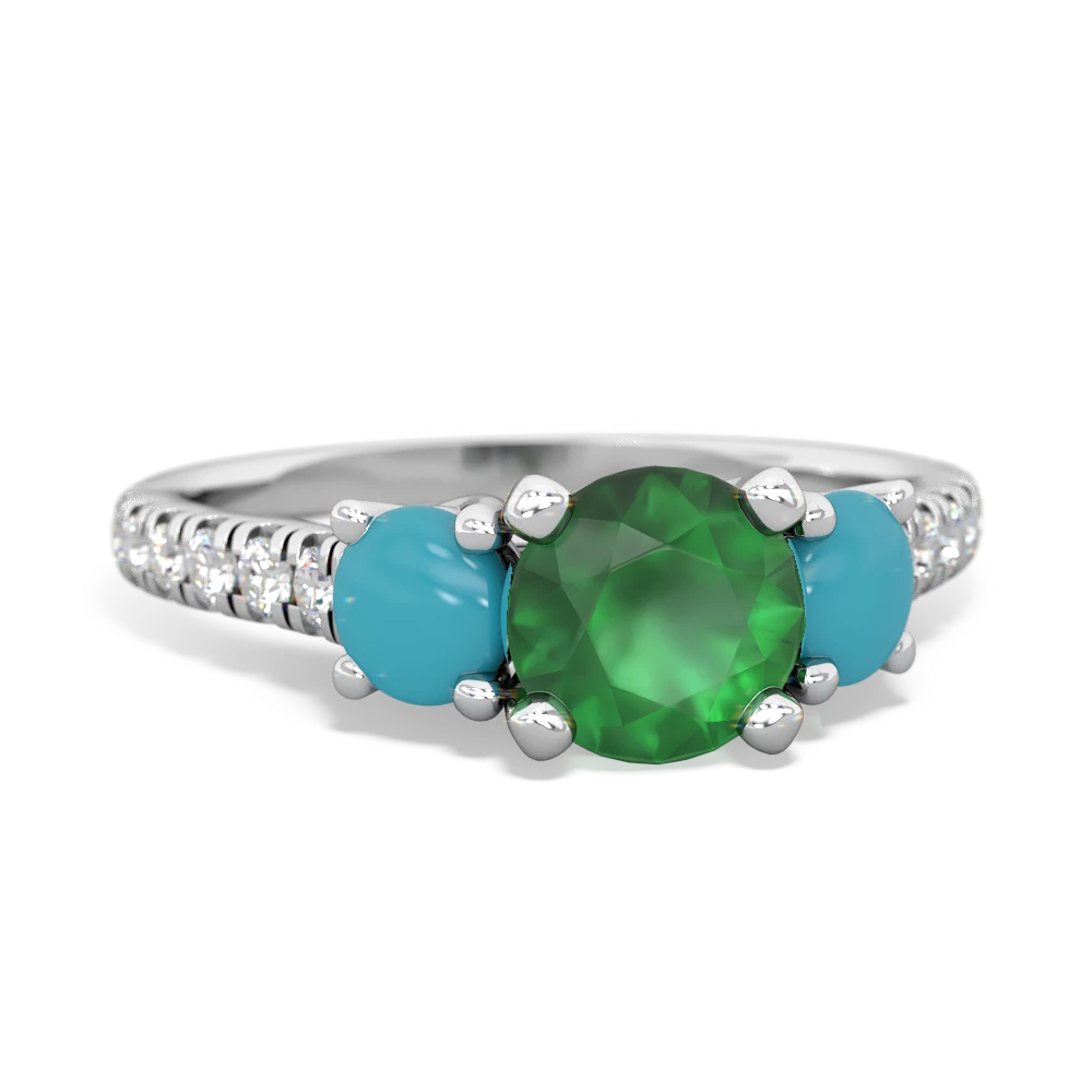 Emerald Pave Trellis 14K White Gold ring R5500