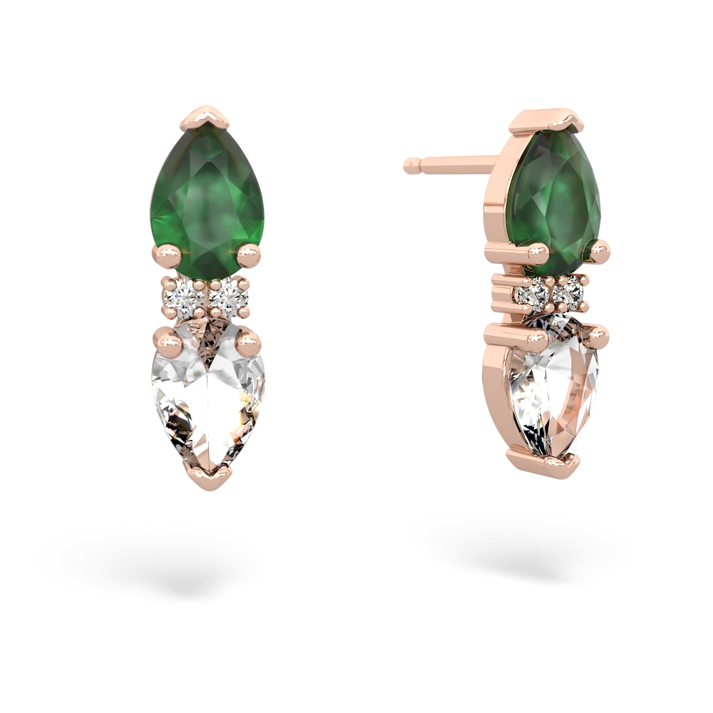 Emerald Bowtie Drop 14K Rose Gold earrings E0865