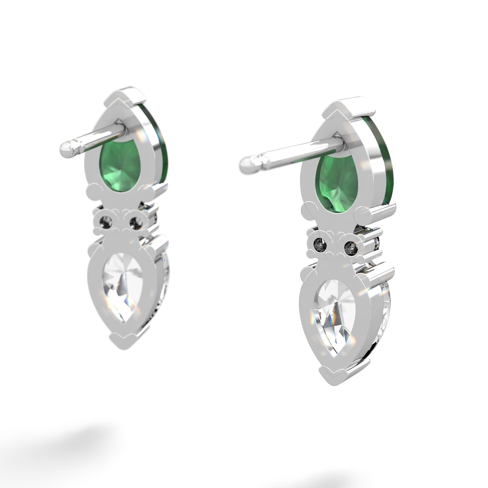 Emerald Bowtie Drop 14K White Gold earrings E0865