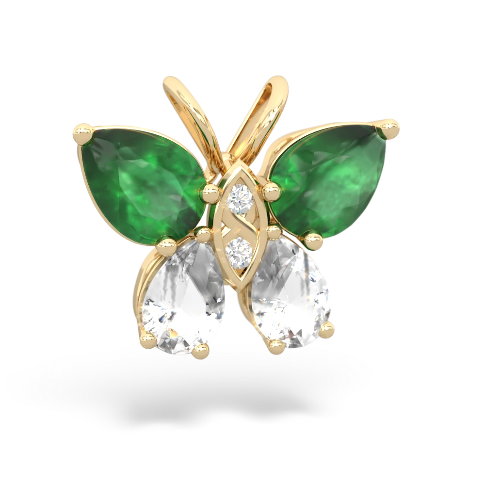 Emerald Butterfly 14K Yellow Gold pendant P2215