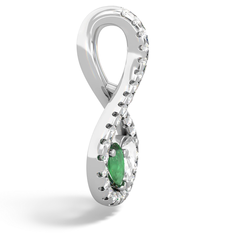 Emerald Pave Twist 'One Heart' 14K White Gold pendant P5360